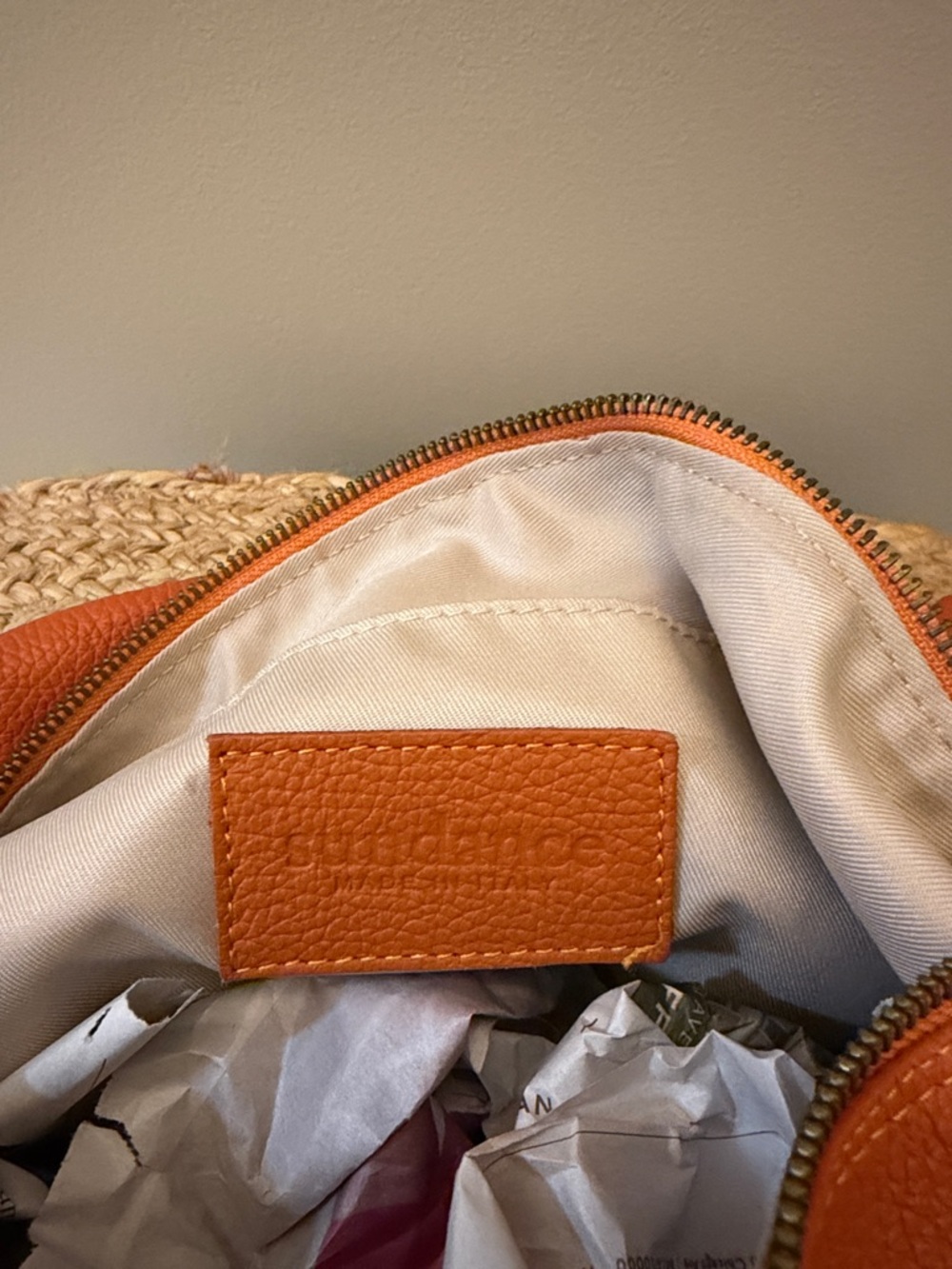 Sundance Orange Knotted Handle Leather Hobo Bag - Picture 5 of 6